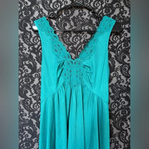 Vintage Intimate Details Turquoise Lace Maxi Slip Dress! - Picture 10 of 11